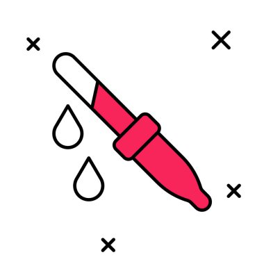 Doldurulmuş Pipette simgesi beyaz arkaplanda izole edildi. Tıbbi elementler, kimya laboratuarı ekipmanları. Tıp sembolü. Vektör