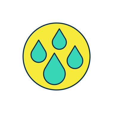 Doldurulmuş ana hatlı su bırakma simgesi beyaz arkaplanda izole edildi. Vektör