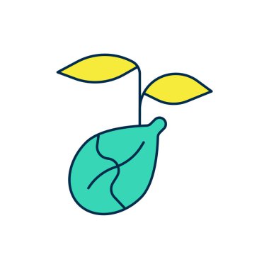 Beyaz arkaplanda izole edilmiş ana hatlı filizlenme simgesi. Tohum ve tohum. İşaret bırakıyor. Yaprak doğası. Vektör