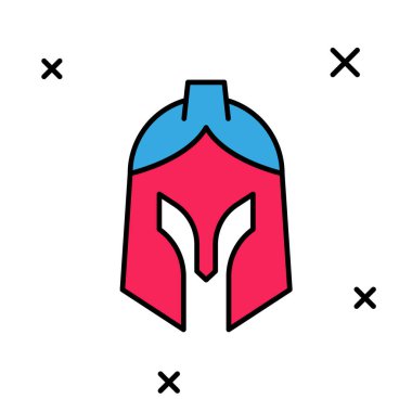 Beyaz arka planda izole edilmiş Roma ordu miğferi simgesi. Vektör