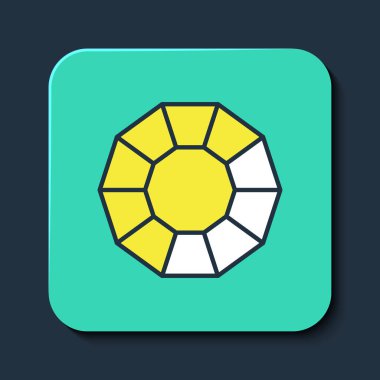 Mavi arkaplanda Diamond simgesi izole edildi. Mücevher sembolü. Mücevher taşı. Turkuaz kare düğme. Vektör