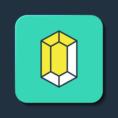 Doldurulmuş Gem Stone simgesi mavi arkaplanda izole edildi. Mücevher sembolü. Elmas. Turkuaz kare düğme. Vektör