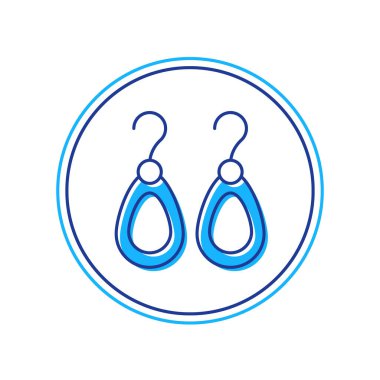 Doldurulmuş ana hatlı küpe simgesi beyaz arkaplanda izole edilmiş. Mücevher aksesuarları. Vektör