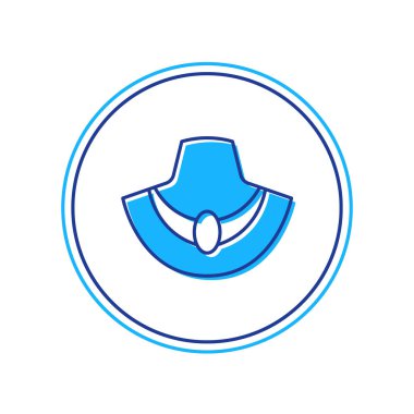 Beyaz arkaplanda izole edilmiş manken ikonu üzerindeki ana hatlı kolye. Vektör