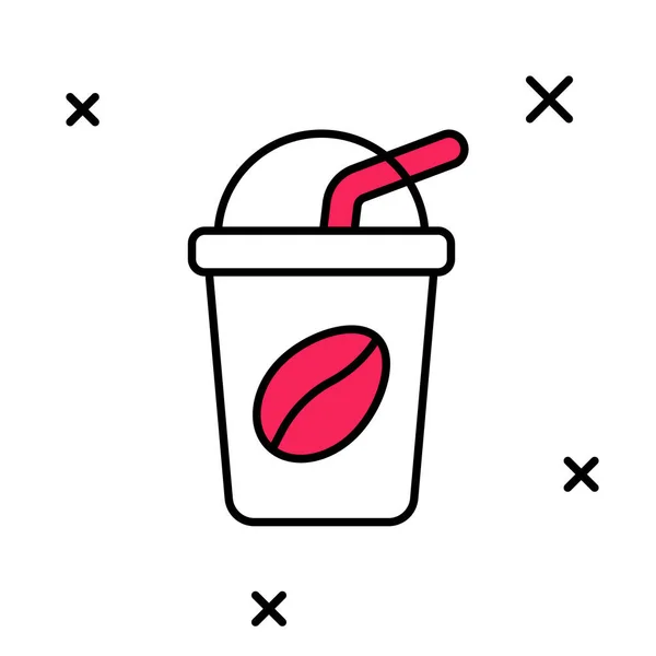 Contour rempli Icône de café glacé isolé sur fond blanc. Vecteur — Image vectorielle