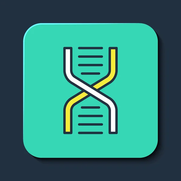 Filled outline DNA symbol icon isolated on blue background. Turquoise square button. Vector — Stockový vektor