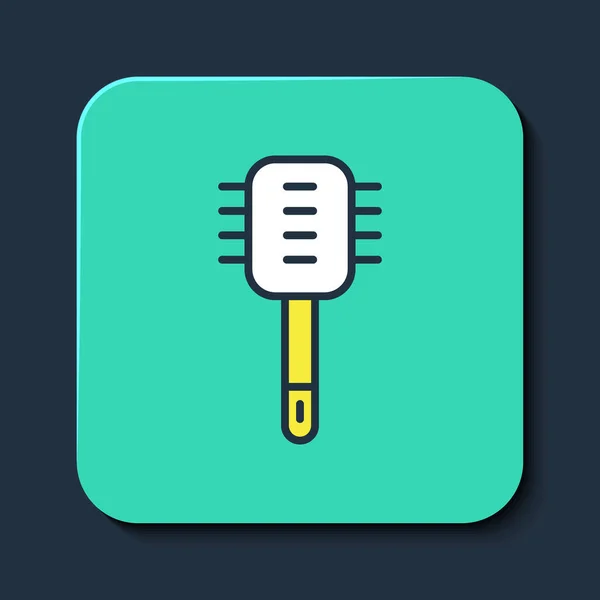 Filled outline Toilet brush icon isolated on blue background. Cleaning service concept. Turquoise square button. Vector — Stockvektor