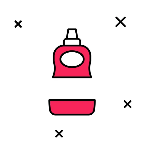 Gefüllte Umrisse Spülmittel Flasche Symbol isoliert auf weißem Hintergrund. Flüssigwaschmittel zum Geschirrspülen. Vektor — Stockvektor