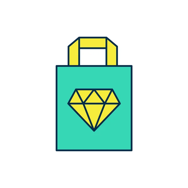 Esquema rellenado Icono de joyería bolsa de compras aislado sobre fondo blanco. Vector — Vector de stock