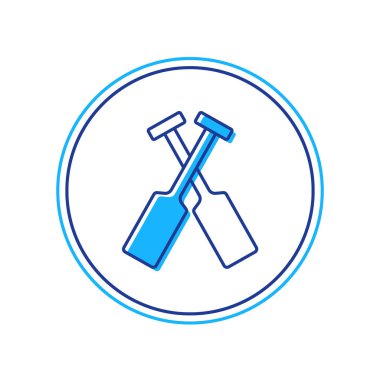 Beyaz arka planda izole edilmiş çizgili çapraz kürek ya da kürek ikonu. Vektör