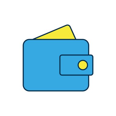 Doldurulmuş cüzdan simgesi beyaz arkaplanda izole edildi. Çanta ikonu. Nakit tasarruf sembolü. Vektör