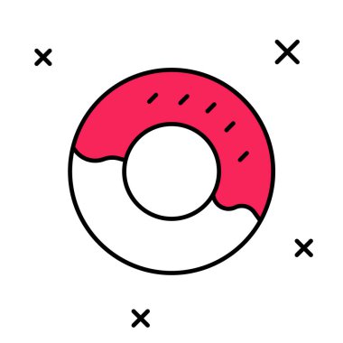 Beyaz arka planda izole edilmiş tatlı jöleli donut. Vektör