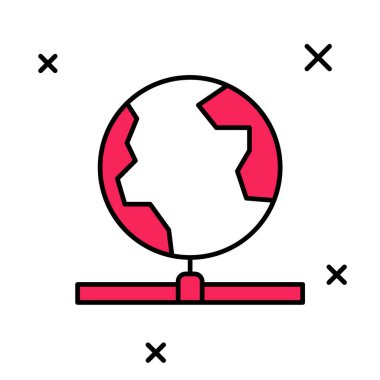 Doldurulmuş Global Teknoloji veya sosyal ağ simgesi beyaz arkaplanda izole edildi. Vektör