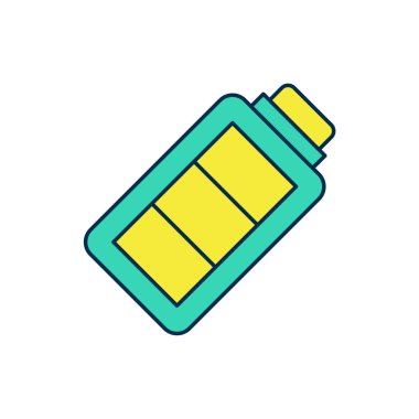 Doldurulmuş Batarya şarj seviyesi göstergesi simgesi beyaz arkaplanda izole edildi. Vektör