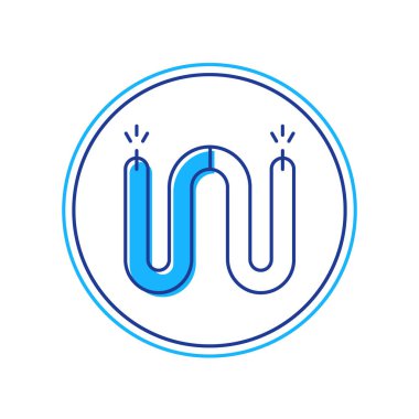 Doldurulmuş elektrik kablo simgesi beyaz arkaplanda izole edildi. Elektrik kablosu. Vektör