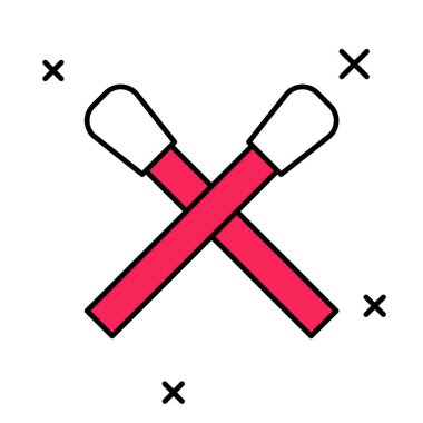 Beyaz arkaplanda izole edilmiş ateş ikonu ile ana hatları yakma kibriti. Ateşle maç. Kibrit işareti. Vektör