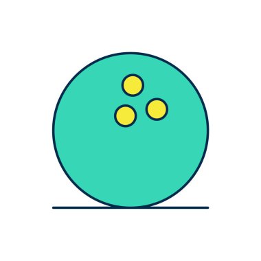 Doldurulmuş bovling topu simgesi beyaz arkaplanda izole edildi. Spor malzemeleri. Vektör