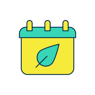 Beyaz arkaplanda izole edilmiş sonbahar yaprakları ikonu ile özet takvimi dolduruldu. Vektör