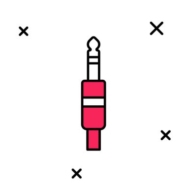 Doldurulmuş ses kipi simgesi beyaz arkaplanda izole edildi. Bağlantı ses ekipmanları için ses kablosu. Fiş kablosu. Müzik aleti. Vektör