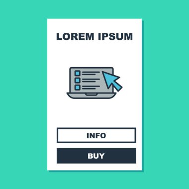 Çevrimiçi sorgulama, test, inceleme ya da kontrol listesi ikonu turkuaz arka planda izole edildi. Sınav listesi. E-eğitim konsepti. Vektör