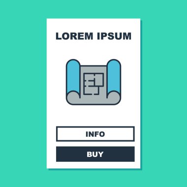 Doldurulmuş Ev Planı simgesi turkuaz arka planda izole edildi. Vektör