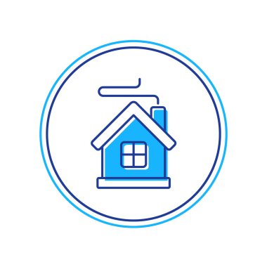 Doldurulmuş Mutlu Noeller evi simgesi beyaz arka planda izole edilmiş. Ev sembolü. Vektör