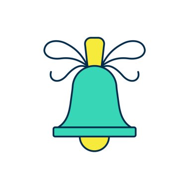 Beyaz arka planda izole edilmiş Mutlu Noeller zil ikonu. Alarm sembolü, servis zili, el zili işareti, uyarı. Vektör