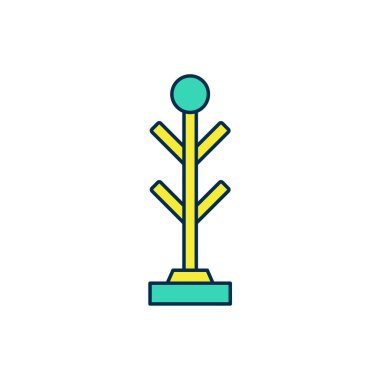 Doldurulmuş ana hatlı kürk standı simgesi beyaz arkaplanda izole edildi. Vektör