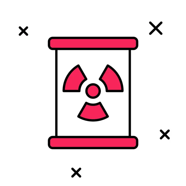 Gevuld omtrek Radioactief afval in vat pictogram geïsoleerd op witte achtergrond. Giftig afvalvat. Radioactieve afvalstoffen, milieuvervuiling. Vector — Stockvector