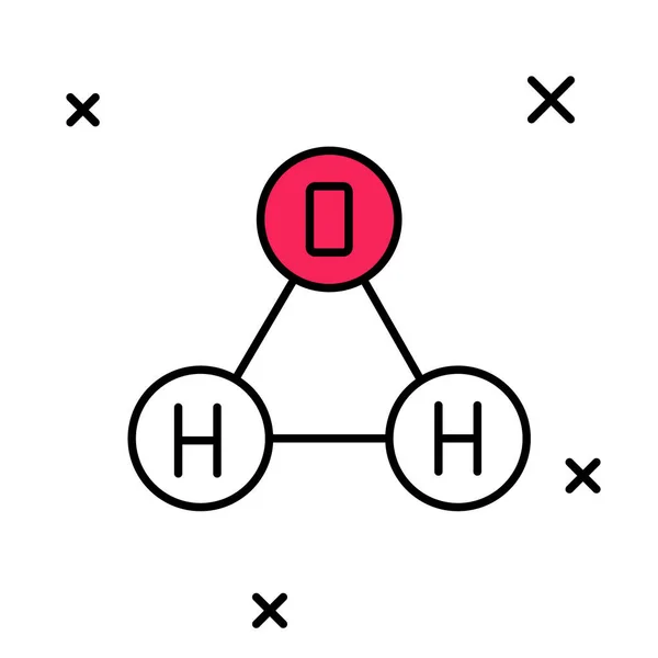 Esquema relleno Fórmula química para gotas de agua Icono en forma de H2O aislado sobre fondo blanco. Vector — Archivo Imágenes Vectoriales