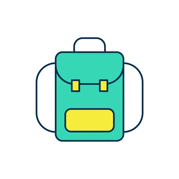 Esquema rellenado Icono de la mochila de senderismo aislado sobre fondo blanco. Camping y montaña explorando mochila. Vector — Vector de stock