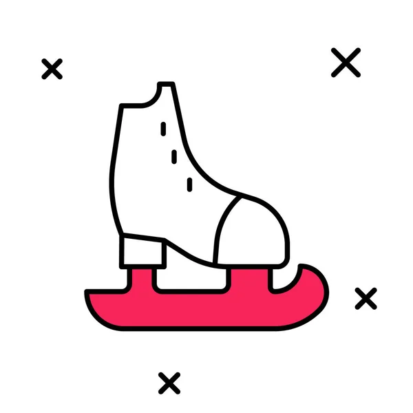 Kitöltött vázlat Skates ikon elszigetelt fehér háttér. Korcsolyacipő ikon. Sportcsizma pengékkel. Vektor — Stock Vector