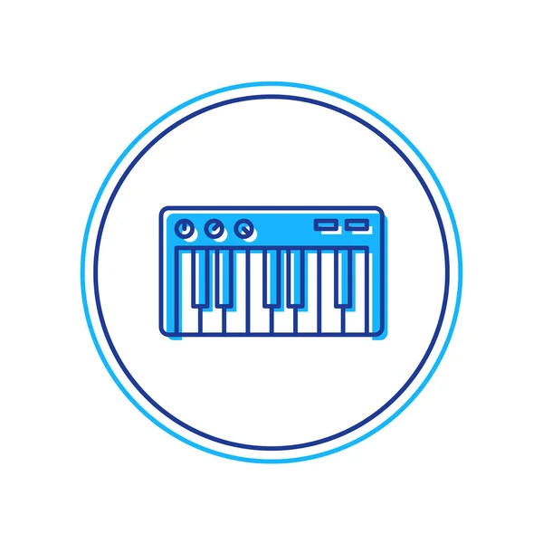 Esboço preenchido Ícone sintetizador de música isolado no fundo branco. Piano eletrônico. Vetor — Vetor de Stock