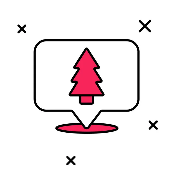 記入されたアウトライン白い背景に隔離されたクリスマスツリーアイコン。メリークリスマスとハッピーニューイヤー。ベクトル — ストックベクタ