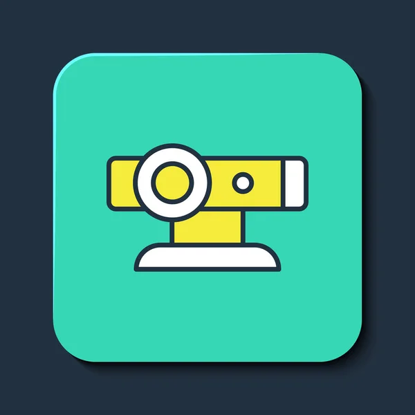Gefüllte Umrisse Web-Kamera-Symbol isoliert auf blauem Hintergrund. Chat-Kamera. Webcam-Symbol. Türkis-quadratischer Knopf. Vektor — Stockvektor