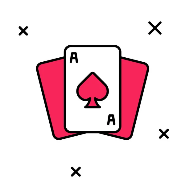 Γεμάτο περίγραμμα Παίζοντας χαρτιά εικονίδιο απομονώνονται σε λευκό φόντο. Τζόγος. Διάνυσμα — Διανυσματικό Αρχείο
