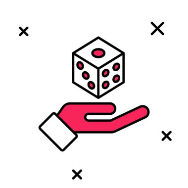 Doldurulmuş oyun zar simgesi beyaz arkaplanda izole edildi. Kumarhane kumarı. Vektör