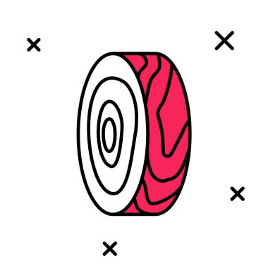 Doldurulmuş ağaç halkaları simgesi beyaz arkaplanda izole edildi. Ahşap kesit. Vektör