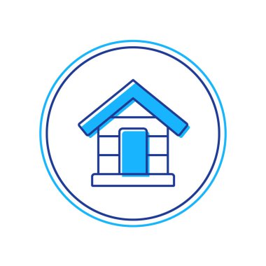 Doldurulmuş taslak köpek evi simgesi beyaz arkaplanda izole edilmiş. Köpek kulübesi. Vektör