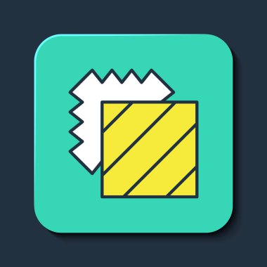 Filled outline Layers clothing textile icon isolated on blue background. Element of fabric features. Turquoise square button. Vector