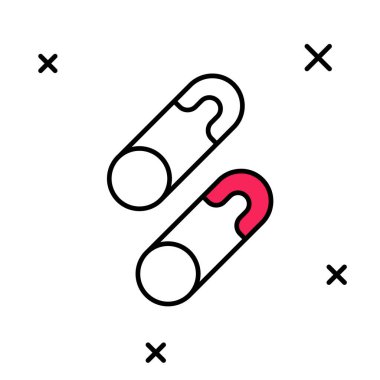 Beyaz arka planda izole edilmiş klasik kapalı çelik güvenlik iğnesi simgesi. Vektör