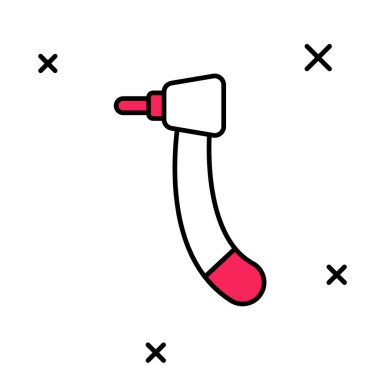 Doldurulmuş diş matkabı simgesi beyaz arkaplanda izole edildi. Delme ve öğütme aletleri için el işi. Vektör