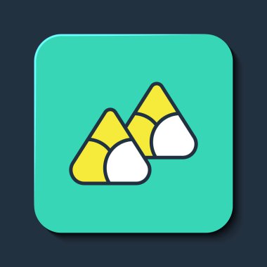 Filled outline Zongzi in bamboo steamer icon isolated on blue background. Delicious rice dumplings. Turquoise square button. Vector