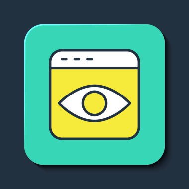 Filled outline Personal information collection icon isolated on blue background. Collection of personal data. Turquoise square button. Vector