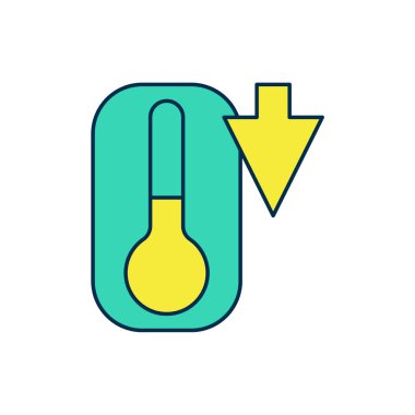 Meteoroloji termometresi, beyaz zemin üzerinde izole edilmiş ısı ve soğuk ikonu ölçüyor. Termometre termometresi sıcak ya da soğuk hava gösteriyor. Vektör