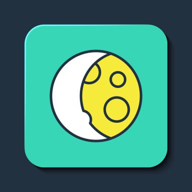 Doldurulmuş Ay evreleri simgesi mavi arkaplanda izole edildi. Turkuaz kare düğme. Vektör