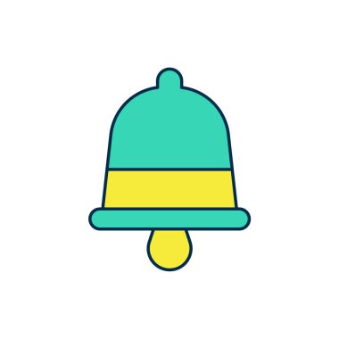 Beyaz arka planda izole edilmiş Mutlu Noeller zil ikonu. Alarm sembolü, servis zili, el zili işareti, uyarı. Vektör