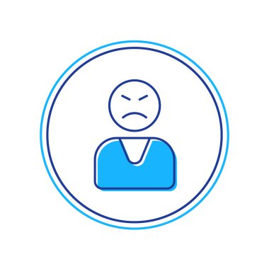 Doldurulmuş kızgın müşteri simgesi beyaz arkaplanda izole edildi. Vektör