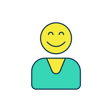 Doldurulmuş Mutlu müşteri simgesi beyaz arkaplanda izole edildi. Vektör