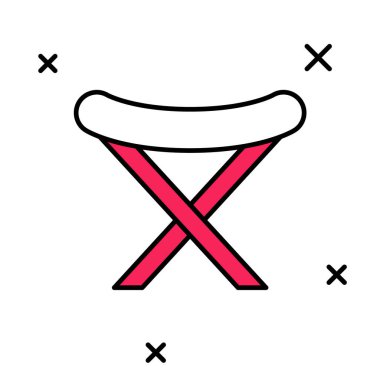 Doldurulmuş Kamp portatif katlanabilir sandalye simgesi beyaz arkaplanda izole edildi. Dinlen ve rahatla. Balık koltuğu. Vektör